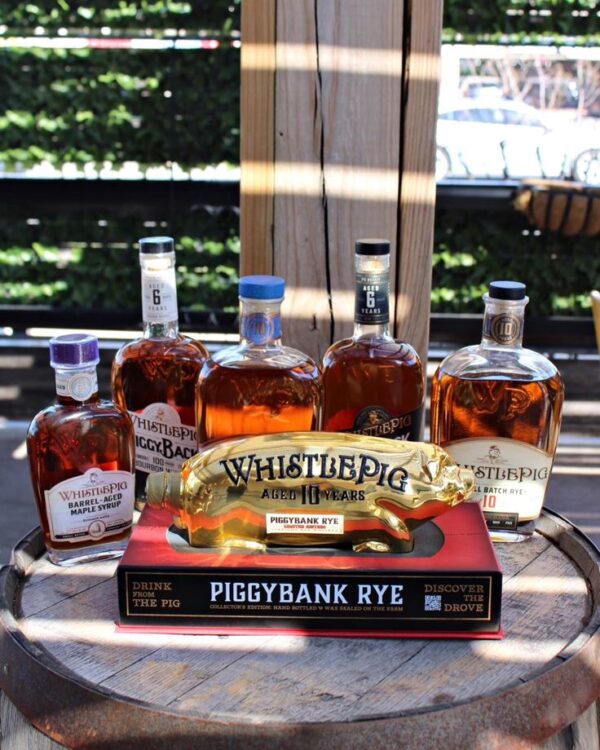 Experience the bold character of WhistlePig PiggyBank 10 Year—a 100% straight rye whiskey aged a full decade in new American oak barrels. This limited edition release offers deep spice, vanilla, and caramel notes in a playful pig-shaped bottle, perfect for collectors and rye enthusiasts.