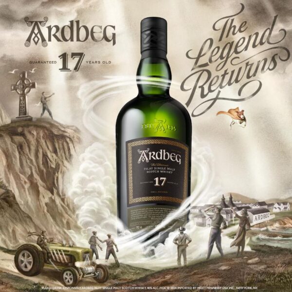 Indulge in the rare elegance of Ardbeg Single Malt Scotch—a 17-year-aged Islay whisky with balanced peat smoke, notes of vanilla, citrus, and sea salt. This collectible Scotch delivers smooth complexity and rich character, perfect for discerning whisky lovers and collectors.