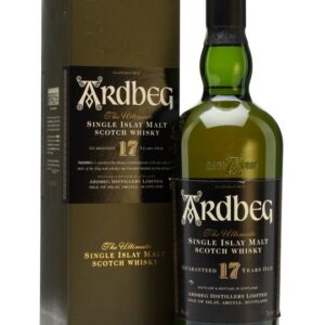 Indulge in the rare elegance of Ardbeg Single Malt Scotch—a 17-year-aged Islay whisky with balanced peat smoke, notes of vanilla, citrus, and sea salt. This collectible Scotch delivers smooth complexity and rich character, perfect for discerning whisky lovers and collectors.