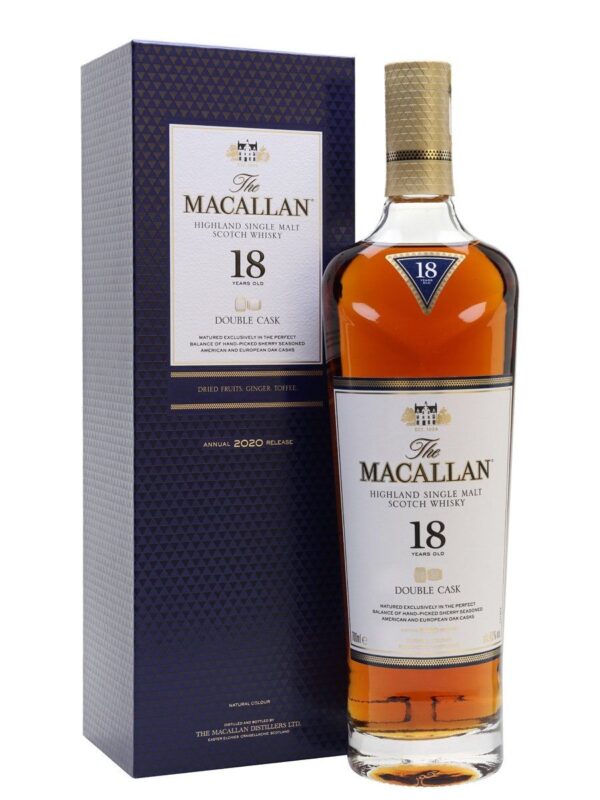 Macallan 18 Double Cask is a luxurious single malt aged in American and European oak for rich, smooth flavor. Shop now at WhiskeySafeShop.com.