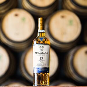 Macallan 12 Double Cask blends American and European oak for smooth, balanced Scotch with sweet vanilla and oak notes. Shop now at WhiskeySafeShop.com.