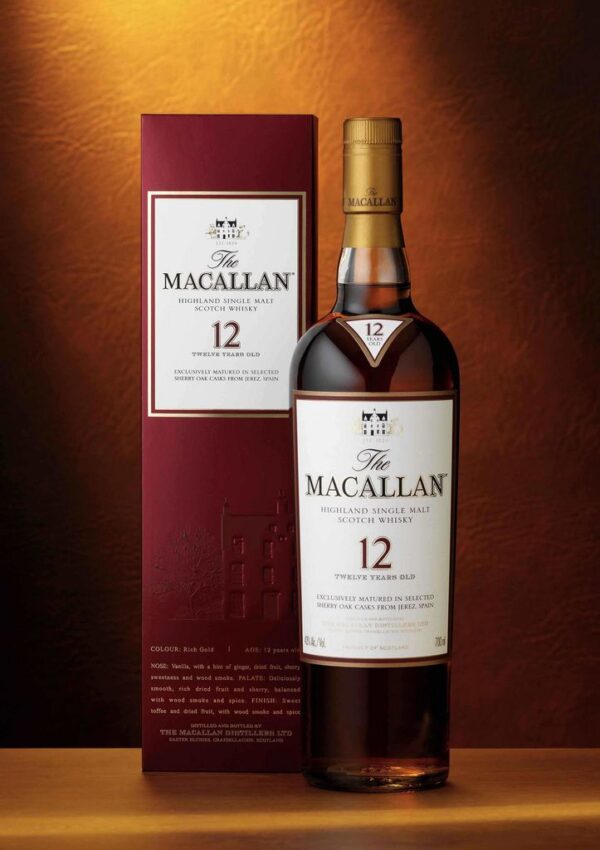 Macallan 12 Year Sherry Oak is a rich, full-bodied single malt aged in sherry-seasoned oak. Shop this iconic Scotch whisky now at WhiskeySafeShop.com.