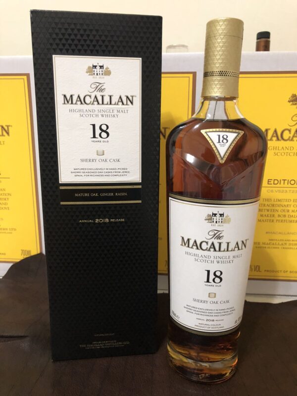 Macallan 18 Sherry Oak is a rich, mature single malt aged in Oloroso sherry casks. Discover deep flavor and elegance at WhiskeySafeShop.com.