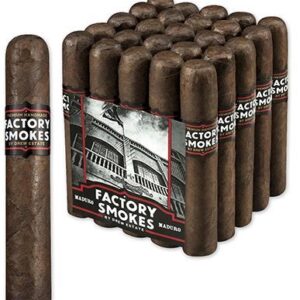 Drew Estate Factory Smokes Maduro cigars offer bold cocoa and spice flavors with smooth construction—an affordable, cigar built for flavor and value.