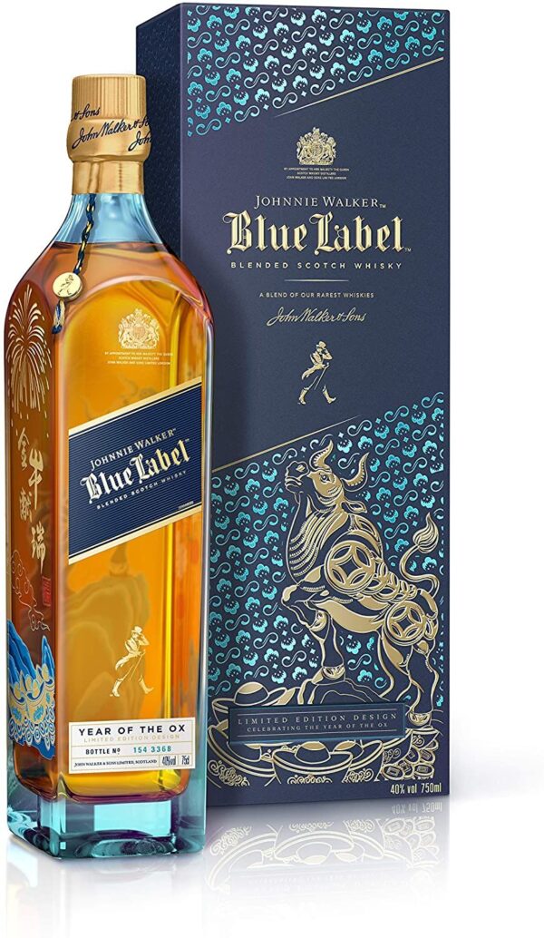 Buy Johnnie Walker Blue Label – luxury blended Scotch whisky crafted from rare malts and grains, offering silky smoothness and unmatched flavor.